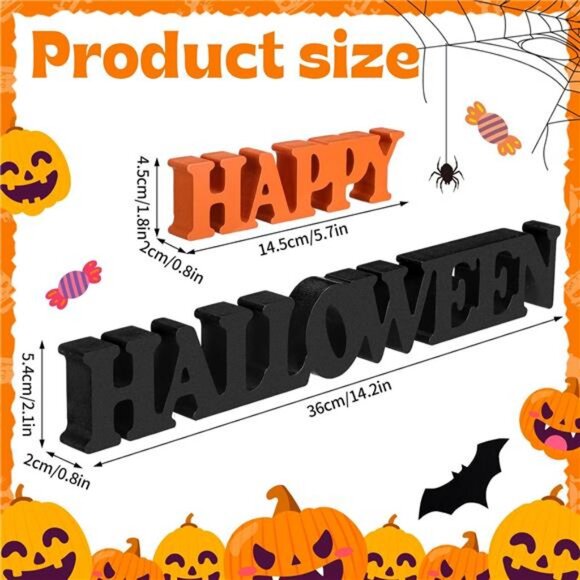 Halloween Table Decorations for Home Happy Halloween Sign Wooden Sign - Picture 2 of 7